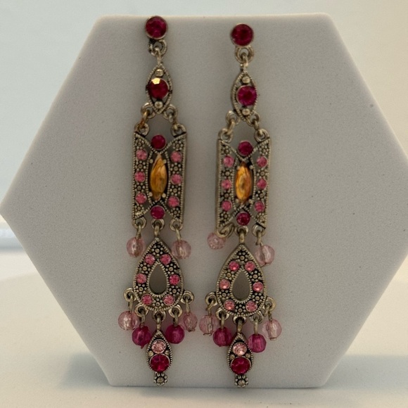 Pink Jeweled Earrings - Picture 2 of 5